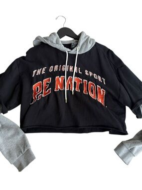 P.E NATION Black Cropped Hoodie